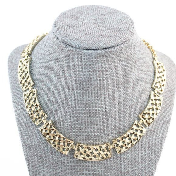 Vintage Sarah Conventry Gold Silver Basket Weave Link Double Rolo Chain - Picture 4 of 8